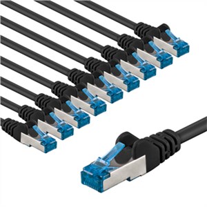 CAT 6A kabel krosowy, S/FTP (PiMF), 3 m, czarny, zestaw 10