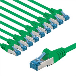 CAT 6A kabel krosowy, S/FTP (PiMF), 2 m, zielony, zestaw 10