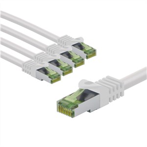GHMT-certified CAT 8.1 Patch Cord, S/FTP, 5 m, white, Set of 5